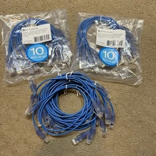 Monoprice SlimRun Cat6A Ethernet Patch Cables 1ft Blue 10G RJ45 Lot of 30 NEW