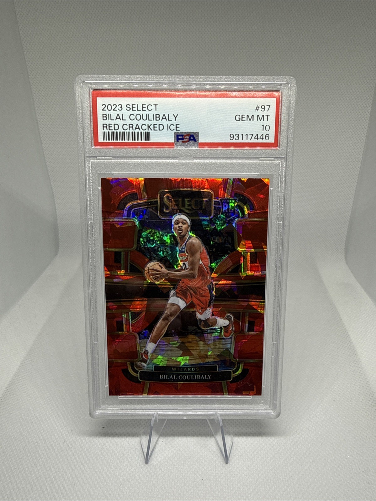 2023-24 Panini Select - Concourse Bilal Coulibaly #97 Red Cracked Ice Prizm (RC)