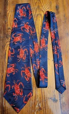 Men's Steven Harris Necktie Tie Red Blue Crabs Repeat Summer 57"