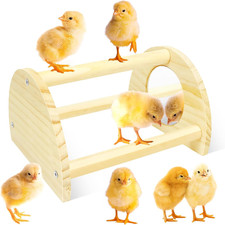Chicken Perch with Mirror, Strong Pine Wooden Chick Perch Toys for Coop and B...