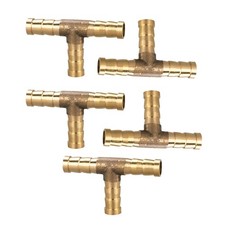 5Pcs 5/16" Hose Barb TEE Brass Pipe 3 Way T Fitting Connector Gas Fuel Water Air