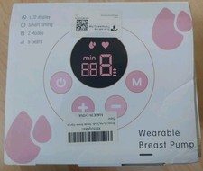 TSRETE Wearable Electric Breast Pump LCD Display, 2 Modes 9 Gears - Pink