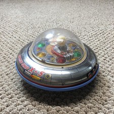 Vintage Modern Toys Space Ship X-5 Battery Operated Tin UFO Toy Japan Rare 60s