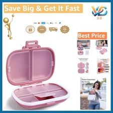 Travel Pill Organizer 8 Compartments Portable Case with Lock Pink