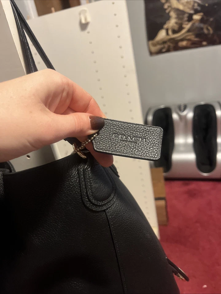 COACH Edie Handbag Logo 2WAY Shoulder Bag Hand Bag leather Black - Image 2 of 4