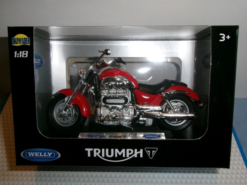 Triumph Rocket III Rot  - 1:18 Welly auf Standplatte - Bild 3 von 3