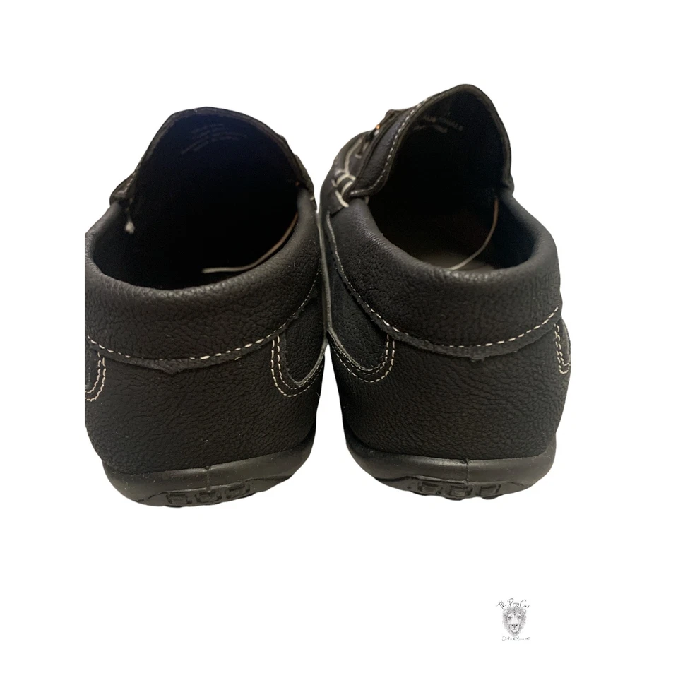 Josmo Niños Talla 1 Negro Zapatos Elegantes Mocasines Sin Cordones Top Stitch Escuela Foto 4 de 4