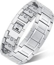 Feraco 3X Magnetic Bracelets for Men Titanium Steel Magnetic Bracelet with 3 Row