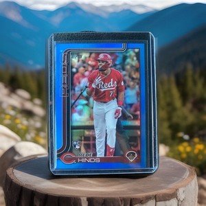 RECE HINDS - 2025 Topps Series 1 Blue Foil Rookie RC #217 - Reds  /150 Ssp Rare