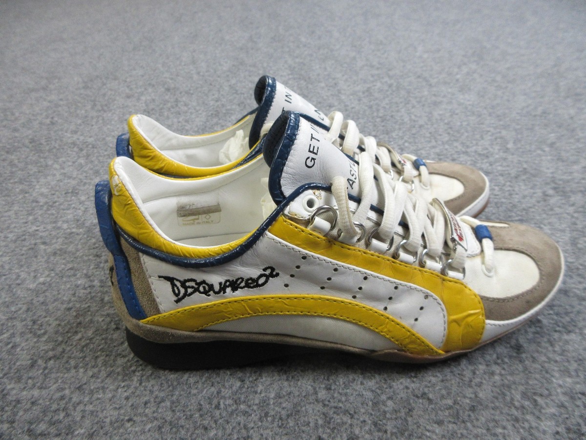 Dsquared2 Shoes Mens Size 39 White Yellow Blue Kick It Made Italy