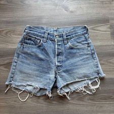 Vintage 80s Levi's 501XX Cut Off Shorts Denim Distressed USA Light Wash 26