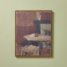 20"x16" Vertical Dining Still Life Framed Burlap Wall Art - Hearth 