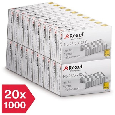 Rexel No.56 Heftklammern 26/6 Stahlklammern Packung mit 20.000 Standard bis 20 Blatt