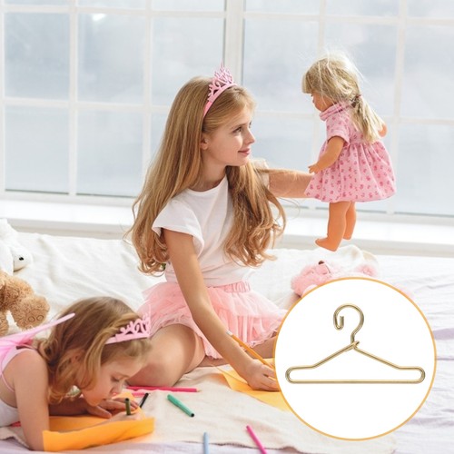 50 Pcs Mini Doll Hanger Child Miniature Metal Coat Hangers for Clothes 18 Inch