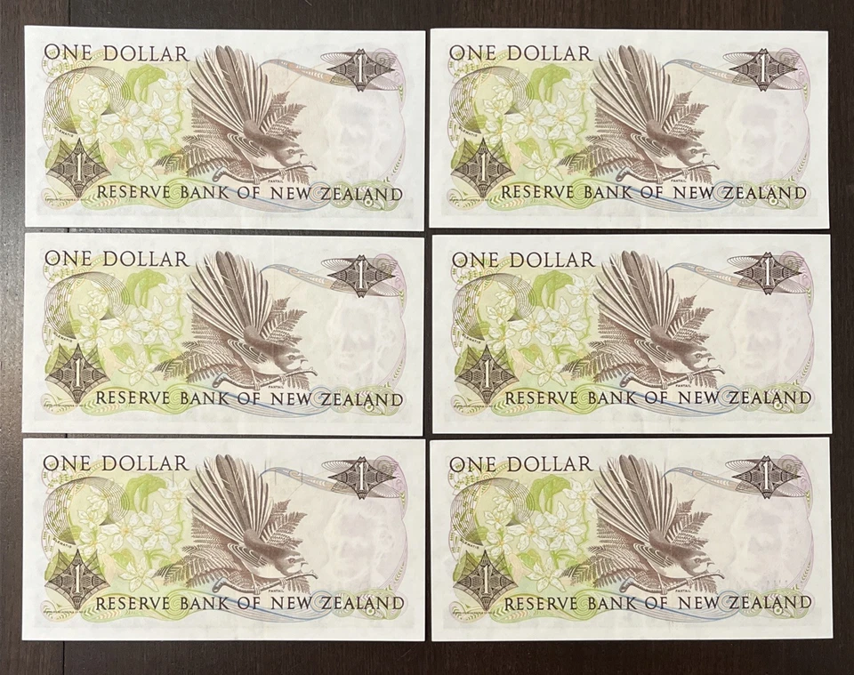 Billetes de Nueva Zelanda $1 UNC y serie consecutiva 6 Foto 3 de 3