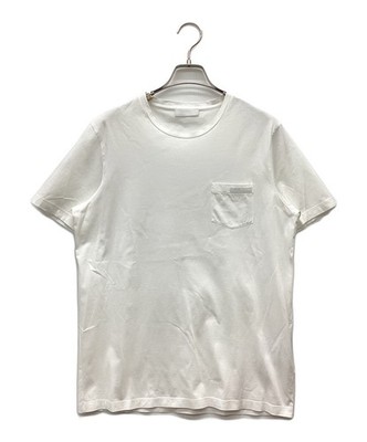 Authentic PRADA S/ Pocket T-shirt M White Men UJN006 R131 #8707
