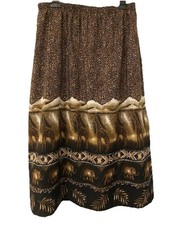 Bon Worth African Skirt Sz Large Safari Giraffe Leopard Elephant Brown