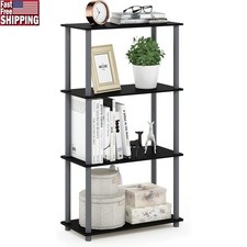 4-Tier Wooden Bookshelf Space Saving Storage Organizer Living Room Office New