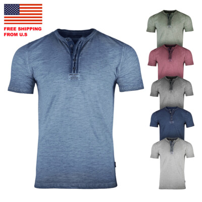 J.Crew Men's Short-Sleeve Vintage-Wash Cotton Henley (Size Medium