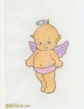 BH Designs Needlepoint Girl Kewpie Angel HP 18ct Canvas