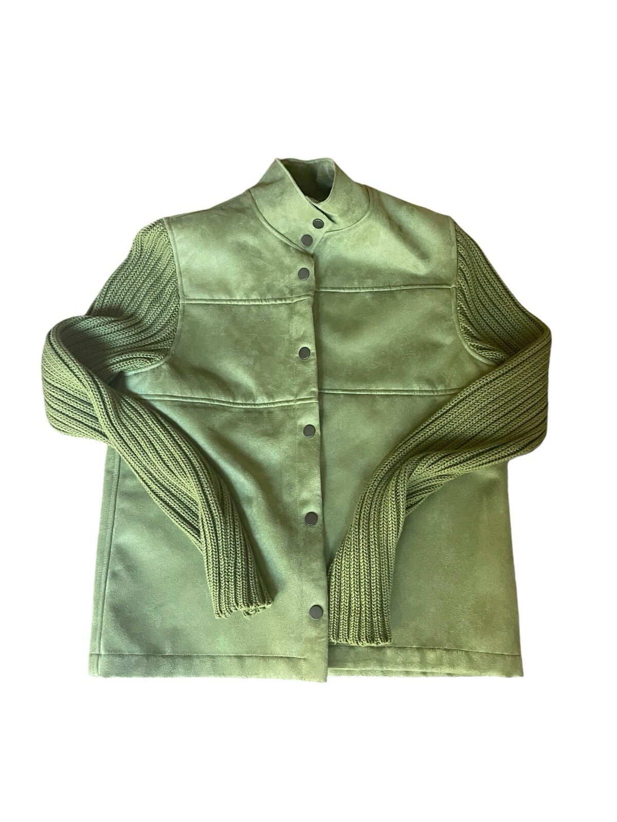 E Studio Green Microcodes Snap Front Knit Sweater… - image 5