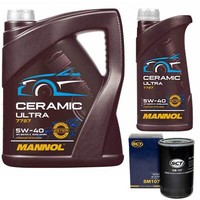 MotoröL Set Mannol 5W-40 Ceramic Ultra 6 Liter + ÖLfilter FüR Opel Senator Monza