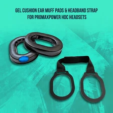 Gel Cushion Ear Muff Pads and Headband Strap for ProMaxPower HDC Headsets
