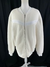 ZYIA Active Flying V Fleece Teddy Bomber Jacket Cream Size XXXL 3XL Sherpa