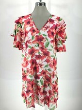 Calvin Klein Elegant Hibiscus Floral Ruffle Sleeve Dress, NEW, Size 4