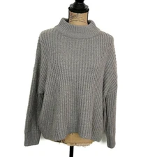 Elodie Womens sz XS Sweater Gray Long Sleeve High Neck Pullover