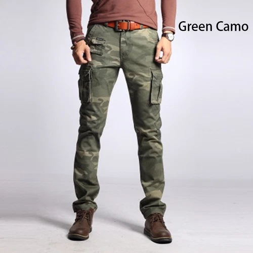 Mens Cargo Military Work Casual Pants Cotton Slim Fit Pocket Skinny Trousers - Picture 6 of 11