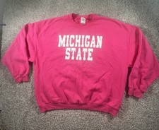 Michigan State Spartans Sweater Adult 2XL Pink Pullover Crewneck Sweatshirt MSU