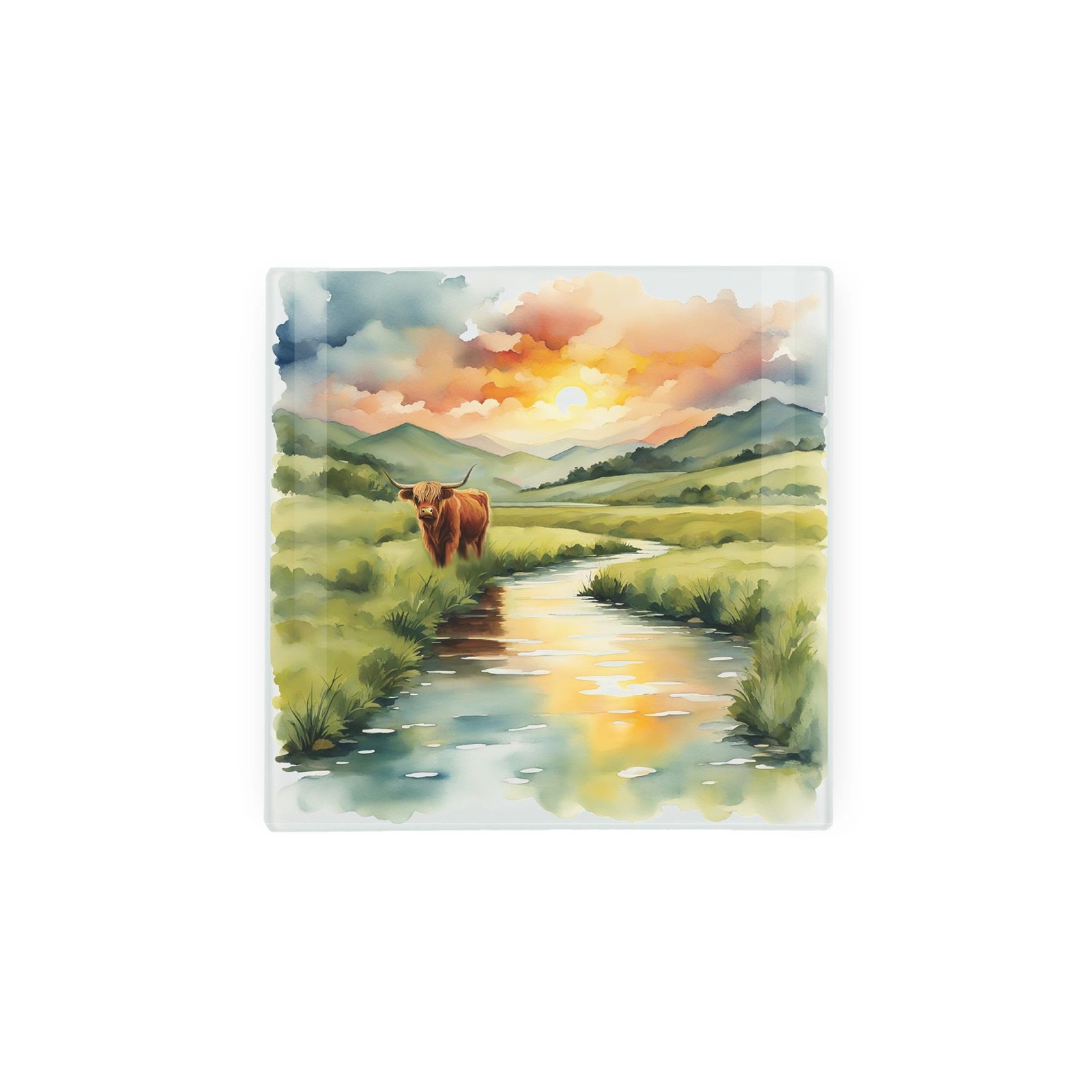 British Wildlife Glass Trivet - Highland Cow Worktop Protector Kitchen Gifts