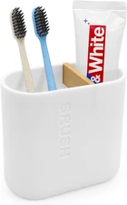 Toothbrush Holder with Bamboo Divider,Detachable for Easy Cleaning Multi-Functio