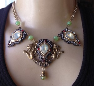 Download Vintage Necklace Gothic Revival Twin Dragon Pendant Pastel ...