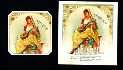c1890  Andantino  - Pretty Lady - TWO Sample Cigar Box labels  --  EX EX EX Rare