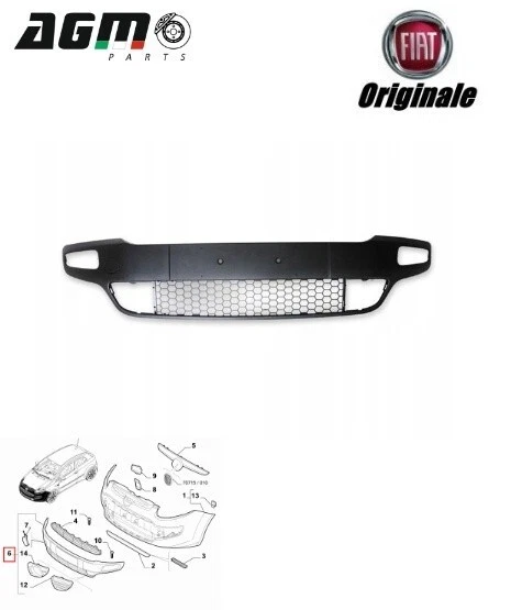 Modanature Grille Pare-Choc Avant Original Fiat Punto Evo Abarth 735511754 - Photo 1/4