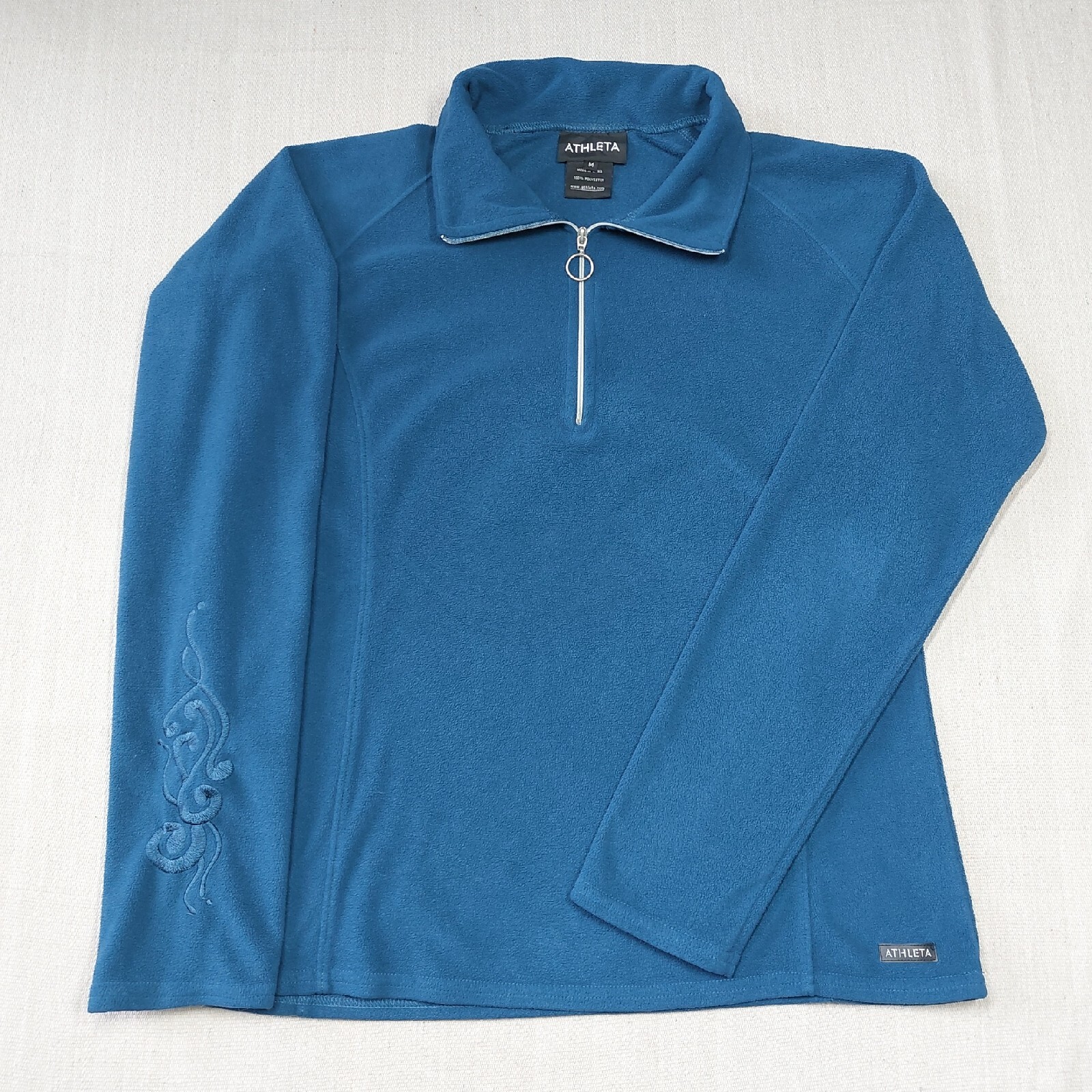 Athleta Fleece Sweater Womens Size Medium Blue Quarter Zip Pullover