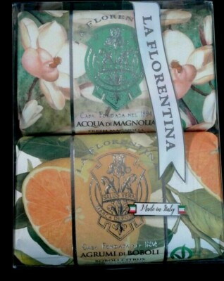 La Florentina Set of Two Tuscan Soaps Fresh Acqua DI Magnolia and Boboli Citrus