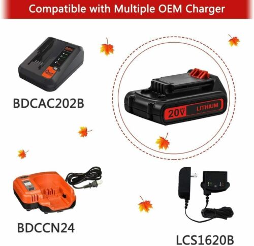 20 Volt 3.0Ah 20V Lithium Battery Replacement for Black Decker LBXR20 LB20 LBX20 - Picture 5 of 11