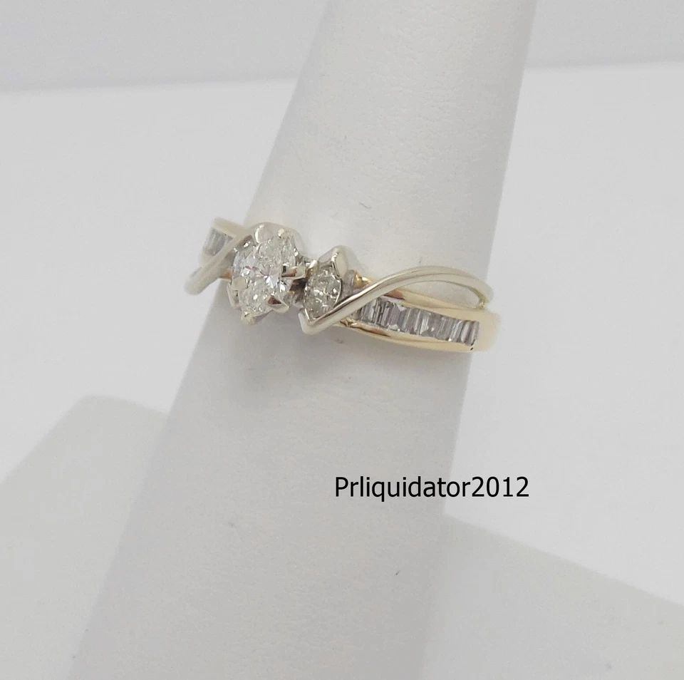 1/2CT Natural Marquise Diamond Engagement Wedding Bridal Ring 14K Yellow Gold - Image 3 of 4