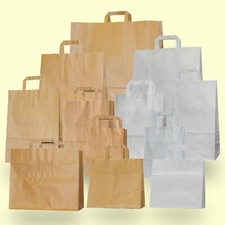 Papiertragetaschen Papiertüten braun weiß Flachhenkel Tragetaschen Tüten Shopper