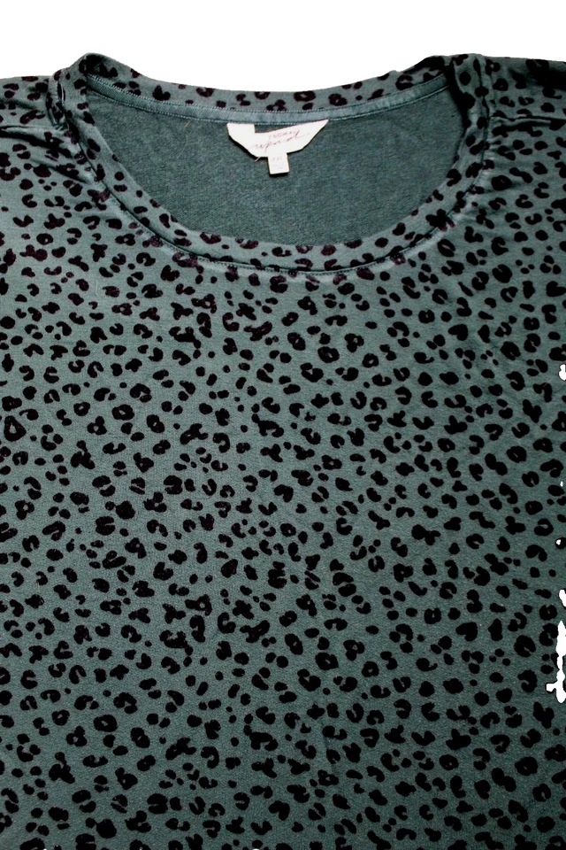 SOMA SUDADERA FIN DE SEMANA Mujer Talla 2X Verde Oscuro Negro Estampado Leopardo Manga Larga Foto 2 de 4