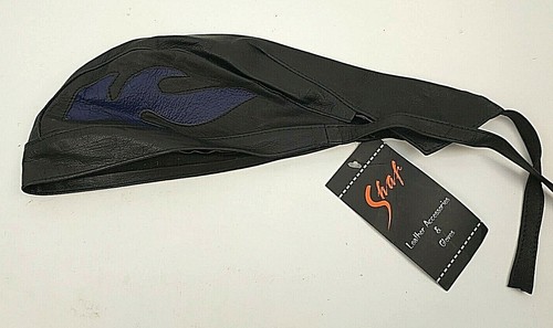 Gorra de cráneo negra ""Eje"" talla única se adapta a todo el cuero cabeza de motociclista envoltura de motocicleta appr - Imagen 4 de 5
