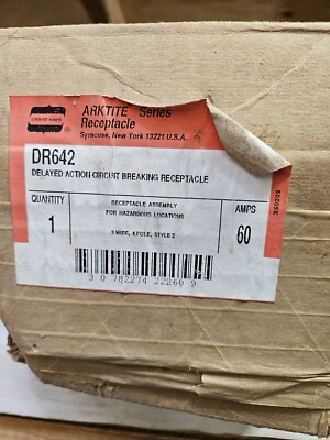 60A 3w4p Crouse Hinds Deud Front Receptacle and Box DR642 & CES42 sold as 1 lot