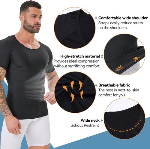 Camisa de compresión para hombre Prendas moldeadoras de vientre Chaleco Camisetas sin mangas Adelgazantes Modelador de cuerpo EE. UU. - Imagen 3 de 29