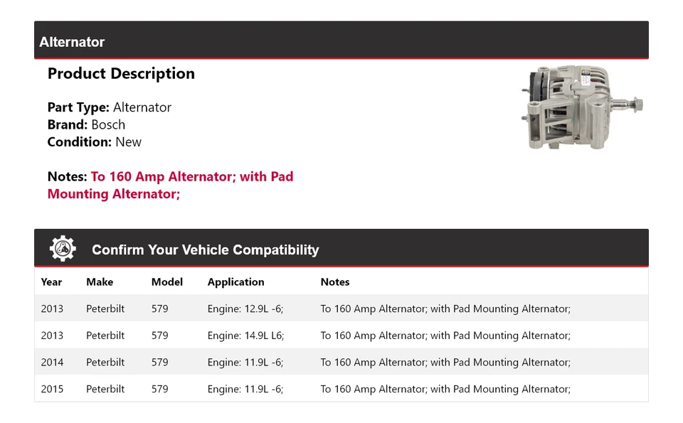 Alternador Bosch Peterbilt 579 2013-2015 (nuevo) 2014 Foto 2 de 4