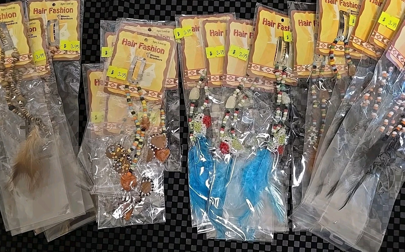 Long Feather Hair Clip Shoulder Duster Beaded 6" Feather Ext