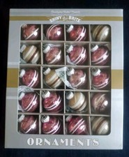 Shiny Brite Christopher Radko Christmas 20 Ornaments Small Pink Round Striped 1"