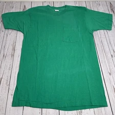 Vintage BVD Mens Single Stitch Pocket Blank Tee T Shirt Small Green Made In USA